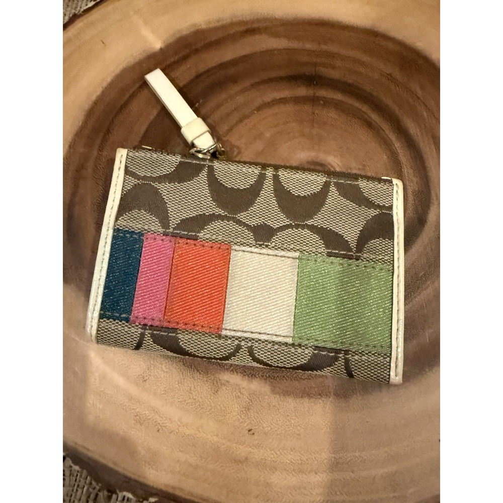 Vintage Coach Legacy Stripe Mini Skinny Multicolor Key Credit Card